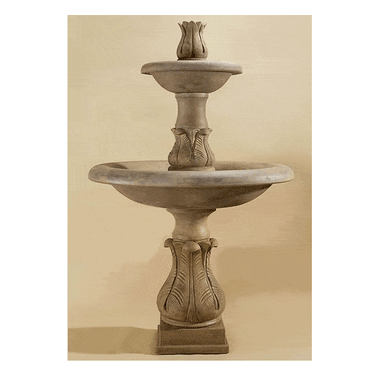Folium Two Tier Outdoor Cast Stone Garden Fountain Tall Fountain Tuscan